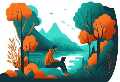 illustration homme travaillant dans la nature