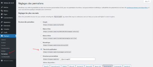 Configurez les permaliens
